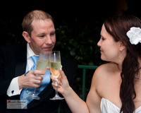 bride and groom toast at lake lure wedding