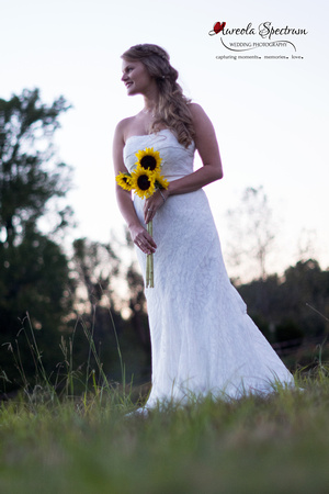 Bride and her sunflowers in Monroe, NC
