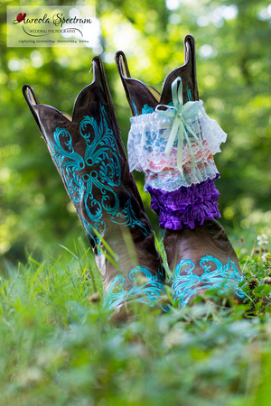 Bride's wedding boots and garters Monroe, NC