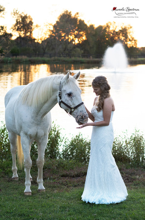 Bride and white horse Monroe, NC