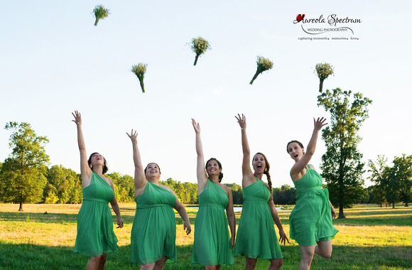 Bridesmaids throw their bouquets in Concord, NC