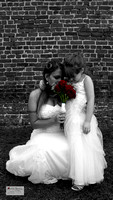 Smell the roses - bride and flower girl