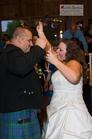 Bride and groom dance to pop song