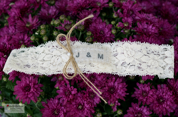 Customized garter over flowers