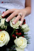 bridal detail showing engagment ring