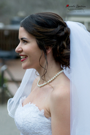 Headshot of happy bride in the nc mountains.