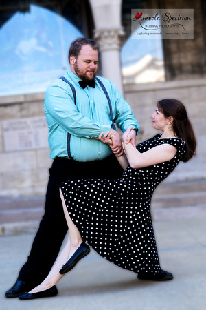 Engaged couple dance in Asheville, NC