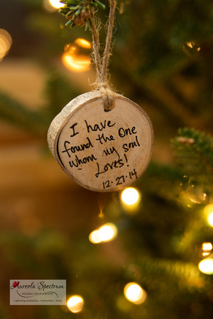 Bride's message on Christmas ornament