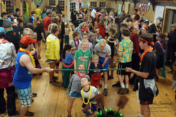 Heart kids do the limbo at Camp Luck 2016