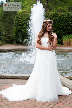Beautiful bride at a fountain in NC.